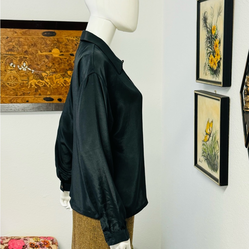 Vintage Black Polyester Button Down - image 5